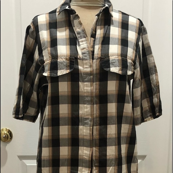 Zara Plaid Button Down Tunic/mini Dress - Picture 2 of 5